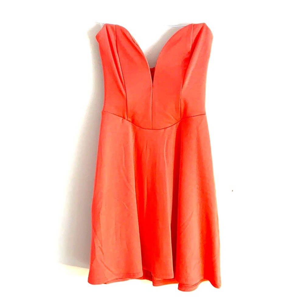 coral strapless dress NWT